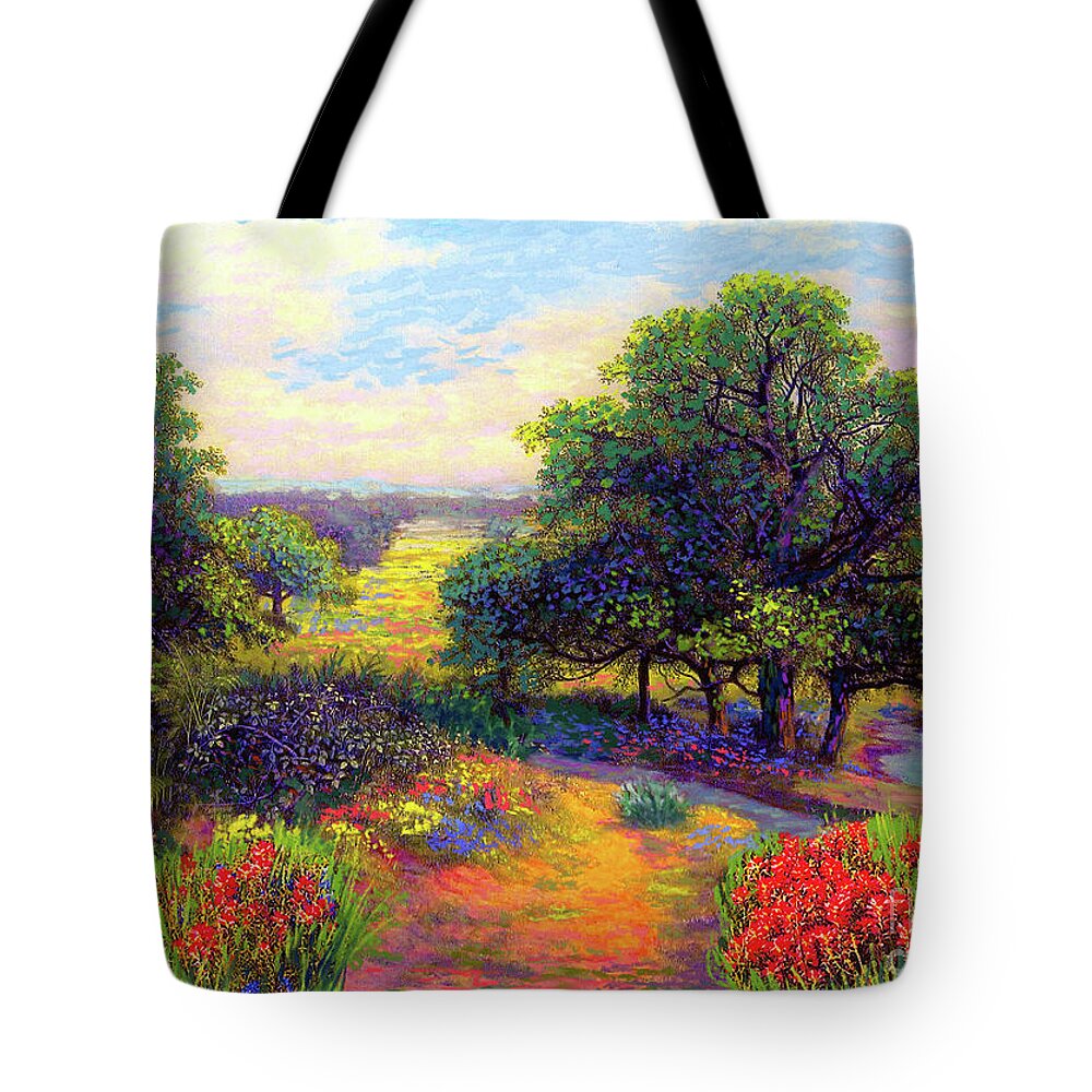 Landscape Tote Bag featuring the painting Wildflower Meadows of Color and Joy by Jane Small