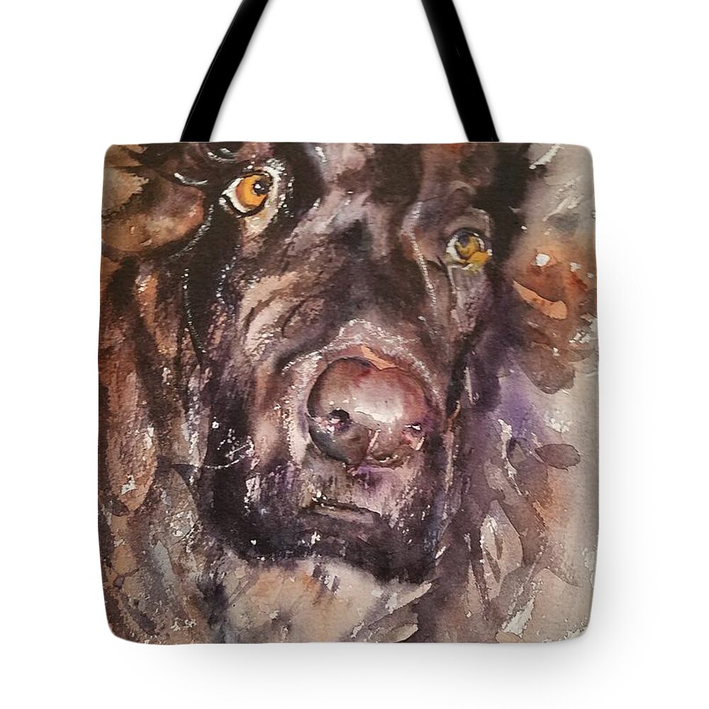 Irish Water Spaniel Tote Bag featuring the painting Willa by Amanda Amend