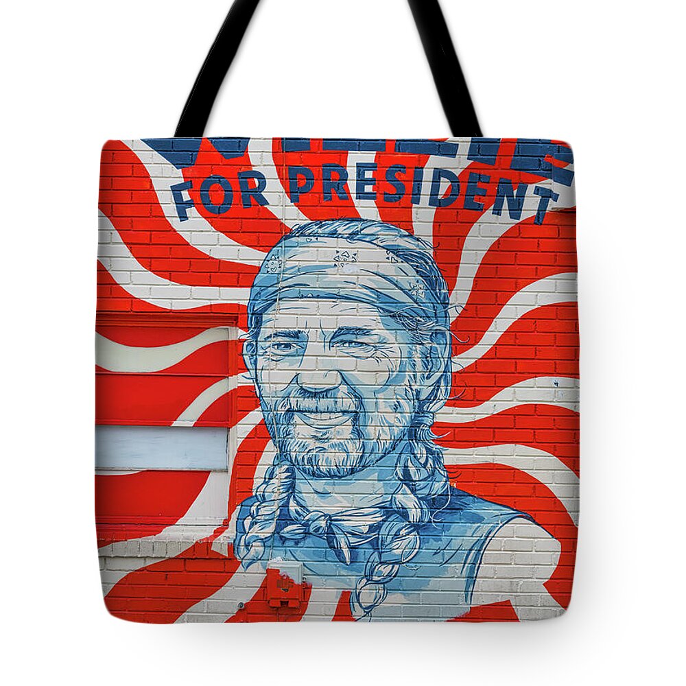 Willie For President Mural Tote Bag featuring the photograph Willie For President Mural by Bee Creek Photography - Tod and Cynthia