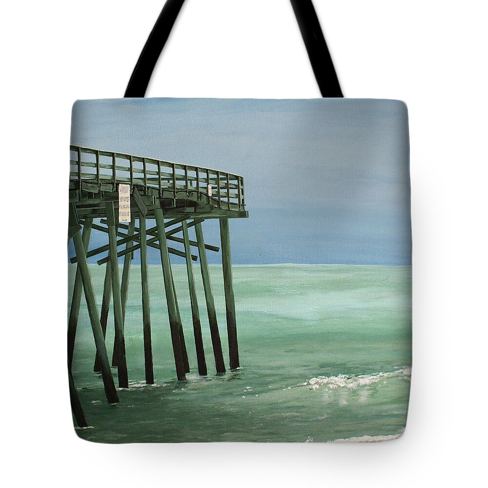 Pier Tote Bag featuring the painting Wilmington Welcome by Heather E Harman