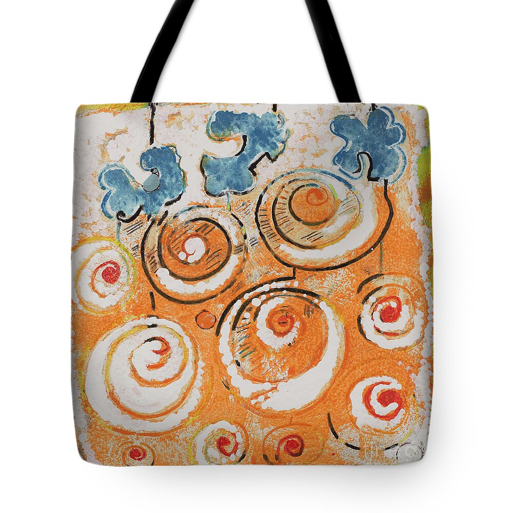 Wind Chimes Tote Bag featuring the mixed media Wind Chimes by Cherie Salerno