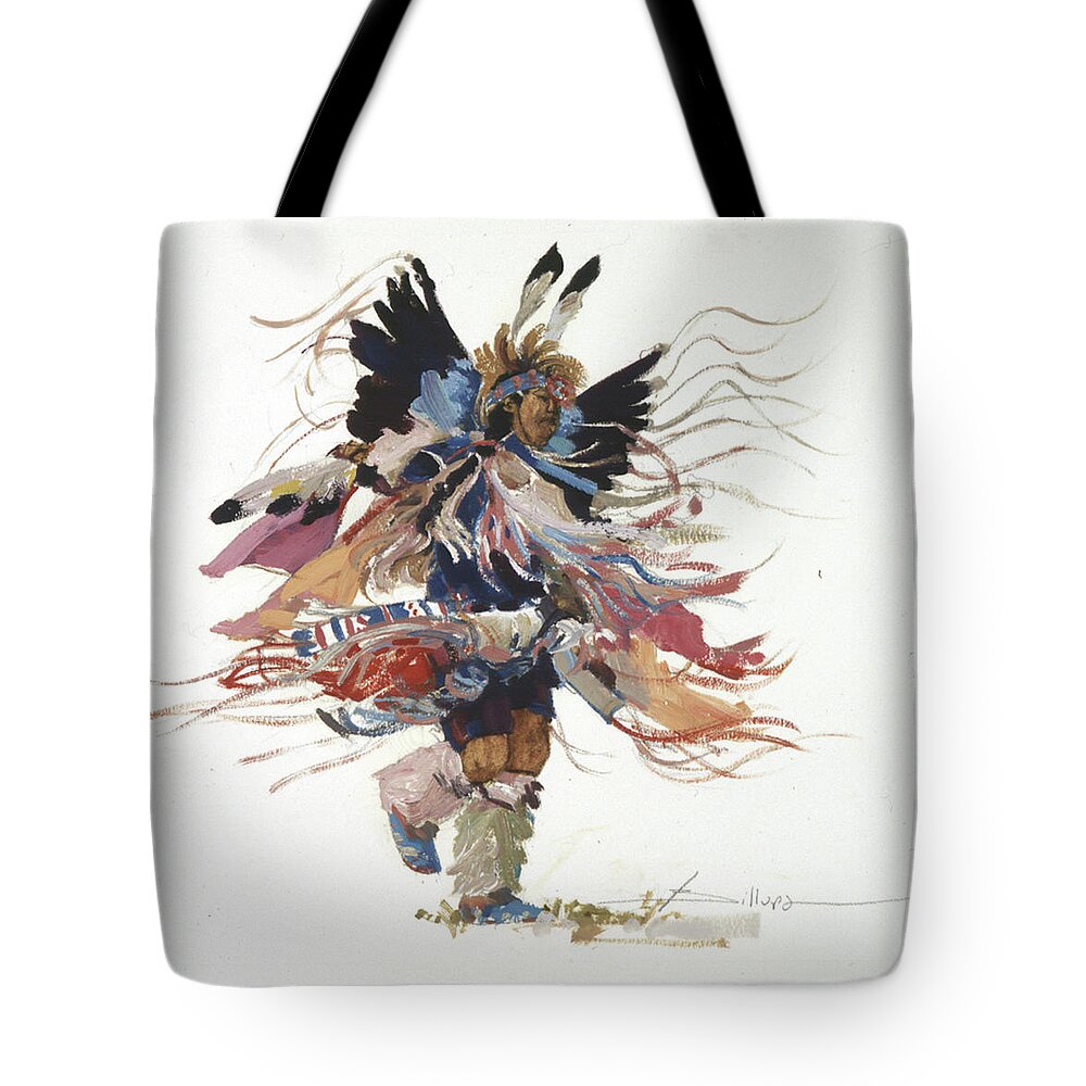 Native Dancer Tote Bag featuring the painting Wind Dancer II by Elizabeth J Billups