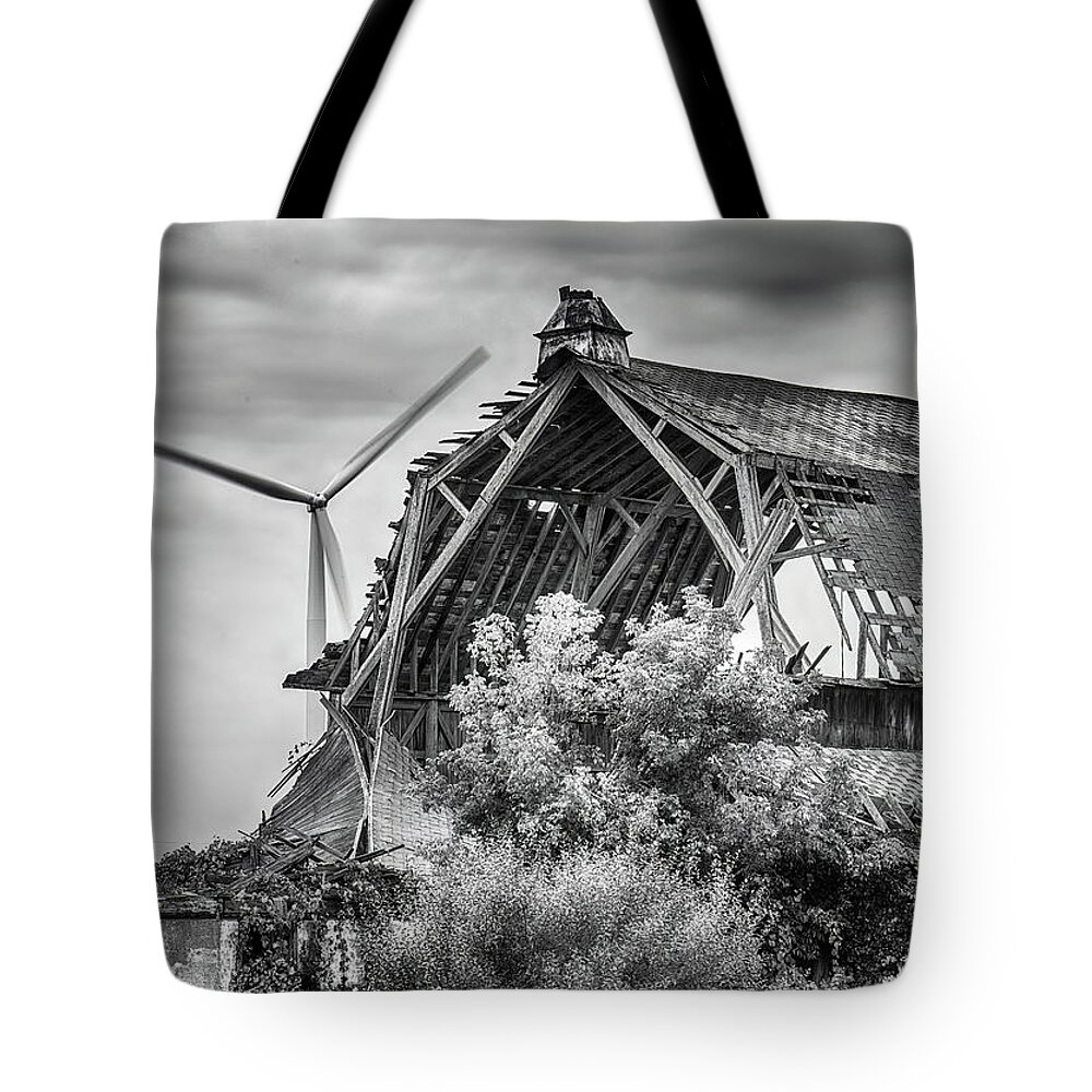 Windmill Tote Bag featuring the photograph Windmill and Barn by Edward Shotwell