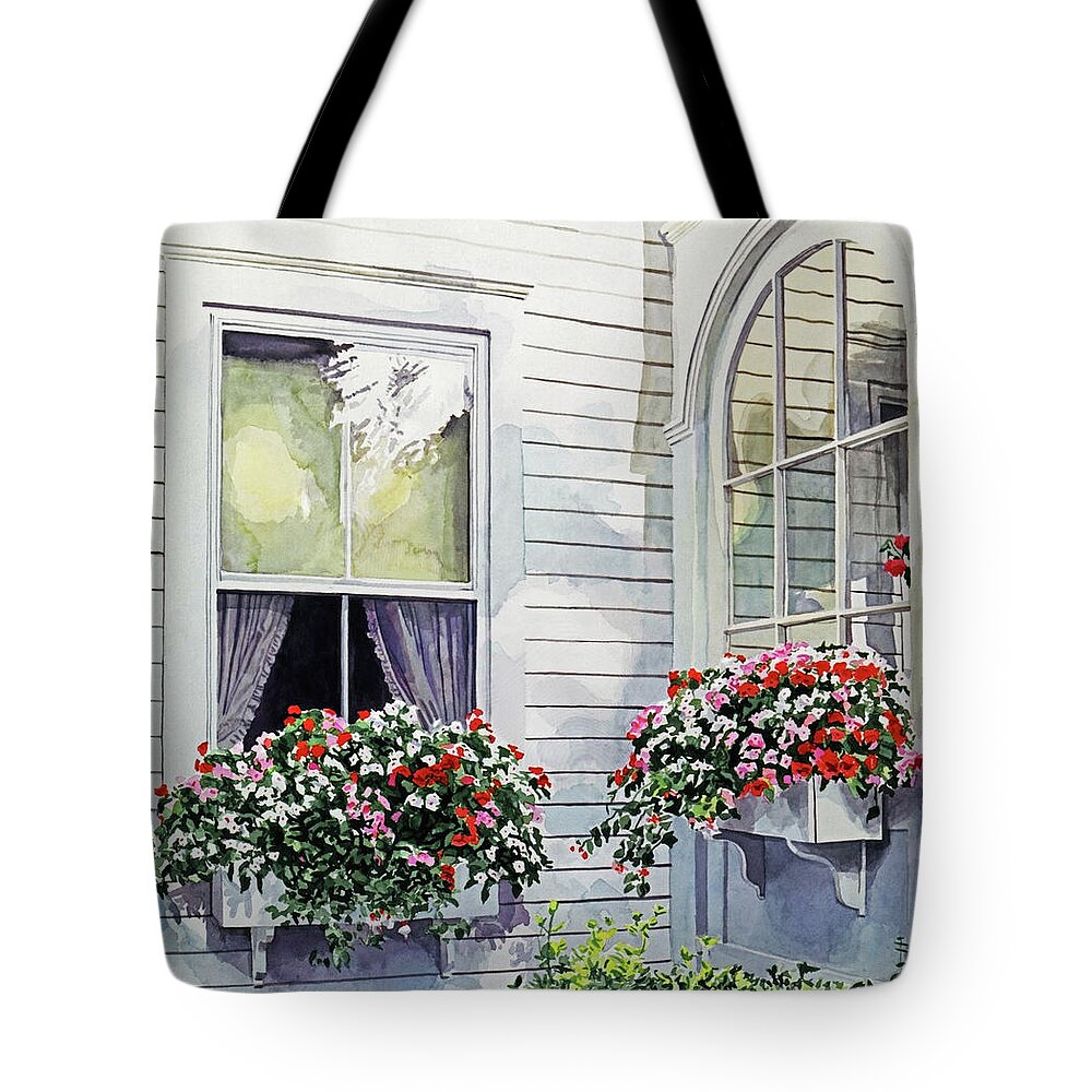 Inns Tote Bag featuring the painting Windows At The Red Lion Inn by David Lloyd Glover