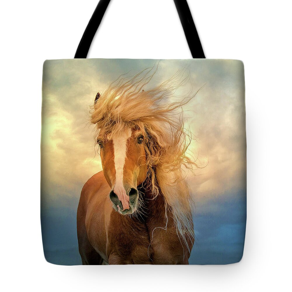 Horse Tote Bag featuring the digital art Windswept by Nicole Wilde