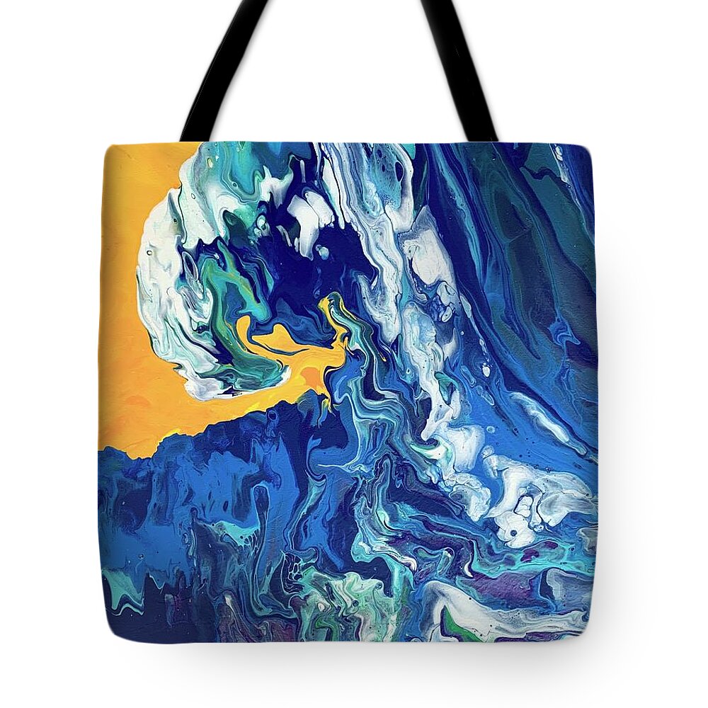 Metallics Tote Bag featuring the painting Windy Wave by Nicole DiCicco