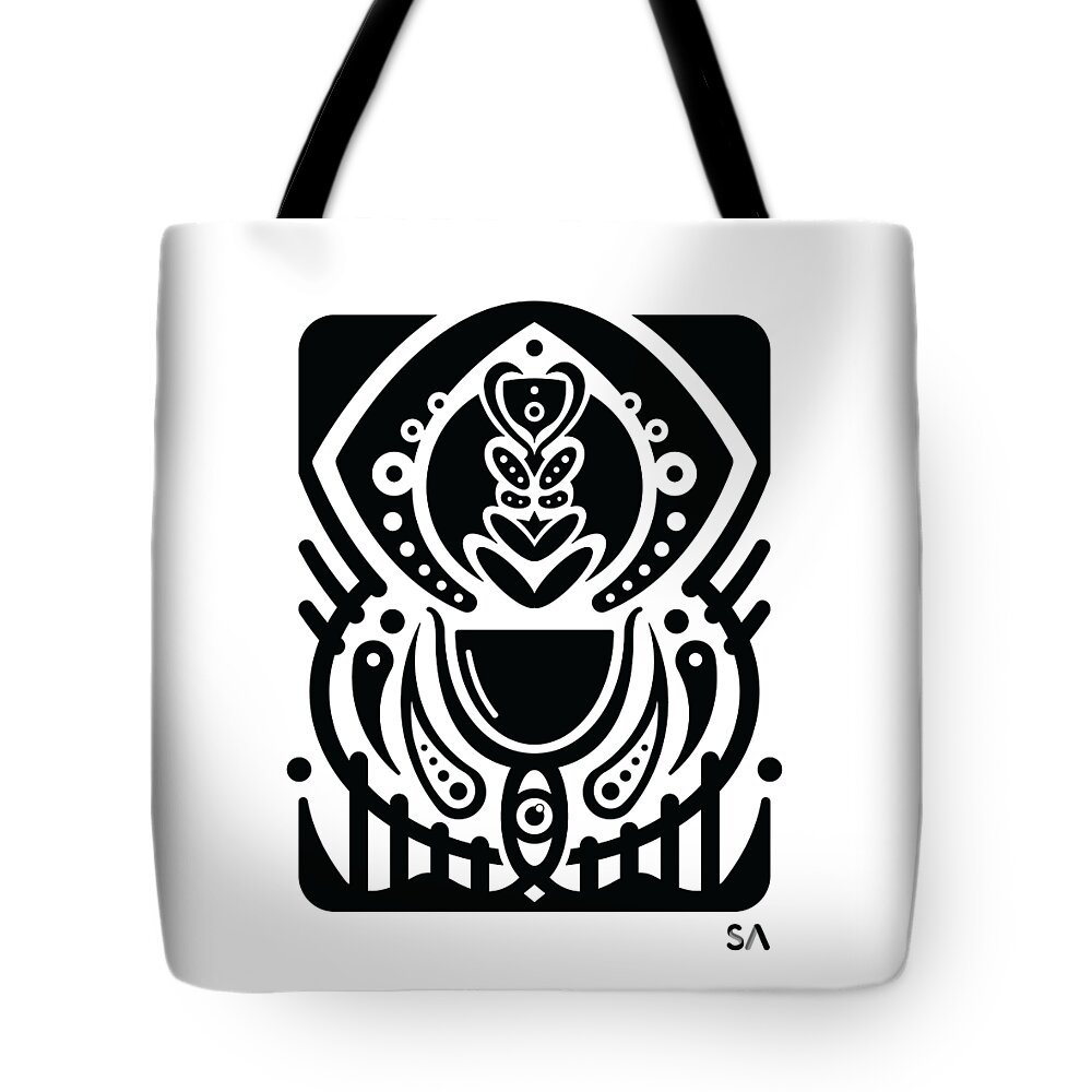 Black And White Tote Bag featuring the digital art Wine by Silvio Ary Cavalcante