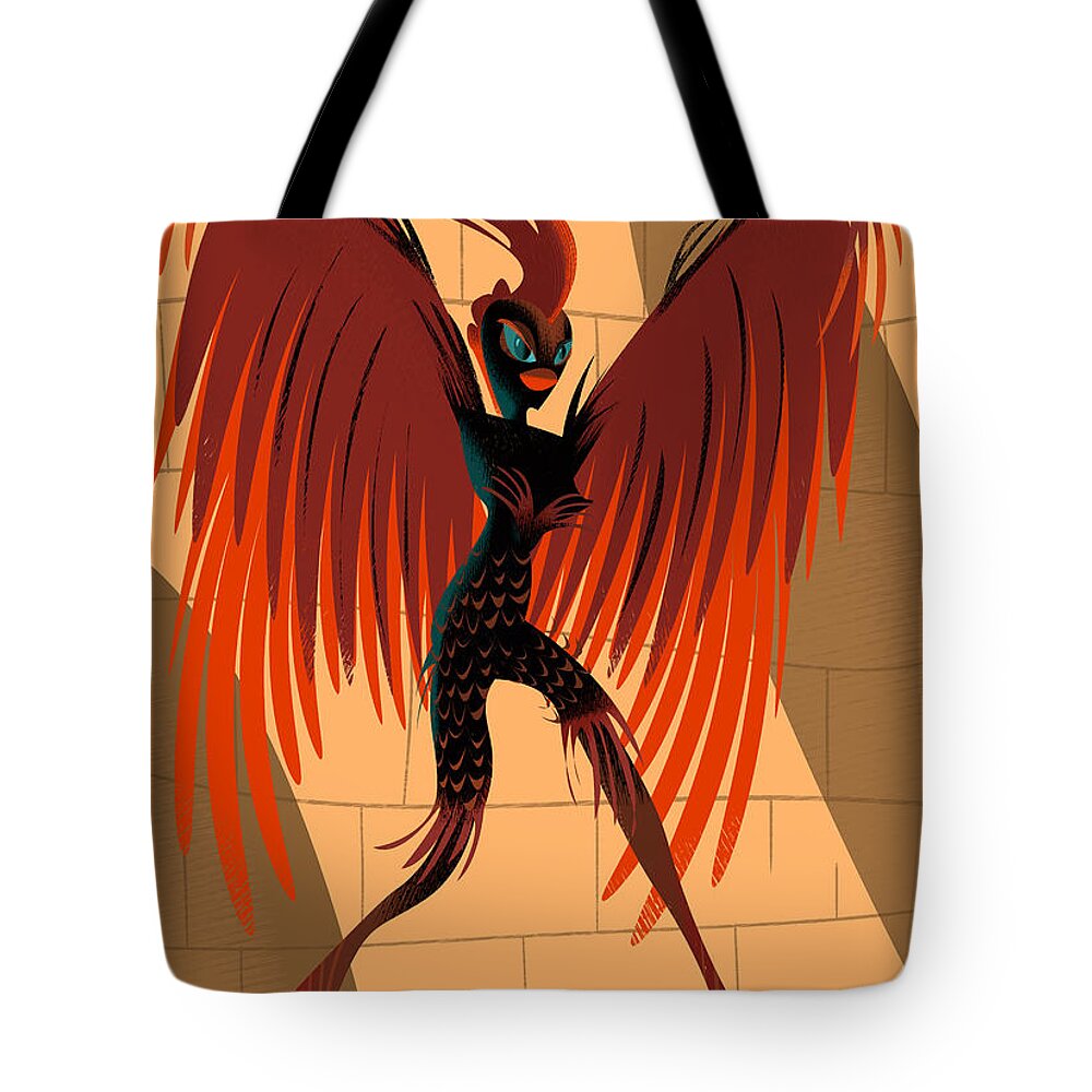  Tote Bag featuring the digital art Winged Alkonost by Alan Bodner
