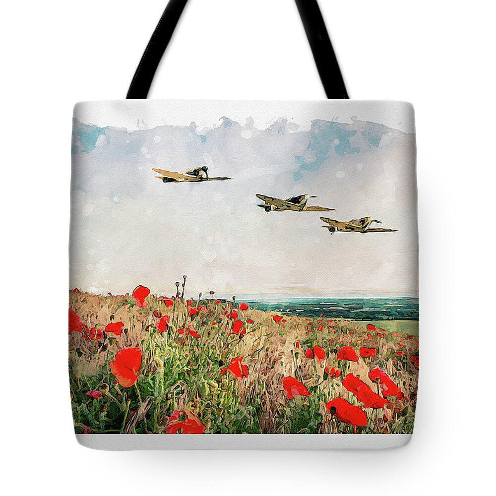 Spitfire Poppies Tote Bag featuring the digital art Winged Angels by Airpower Art