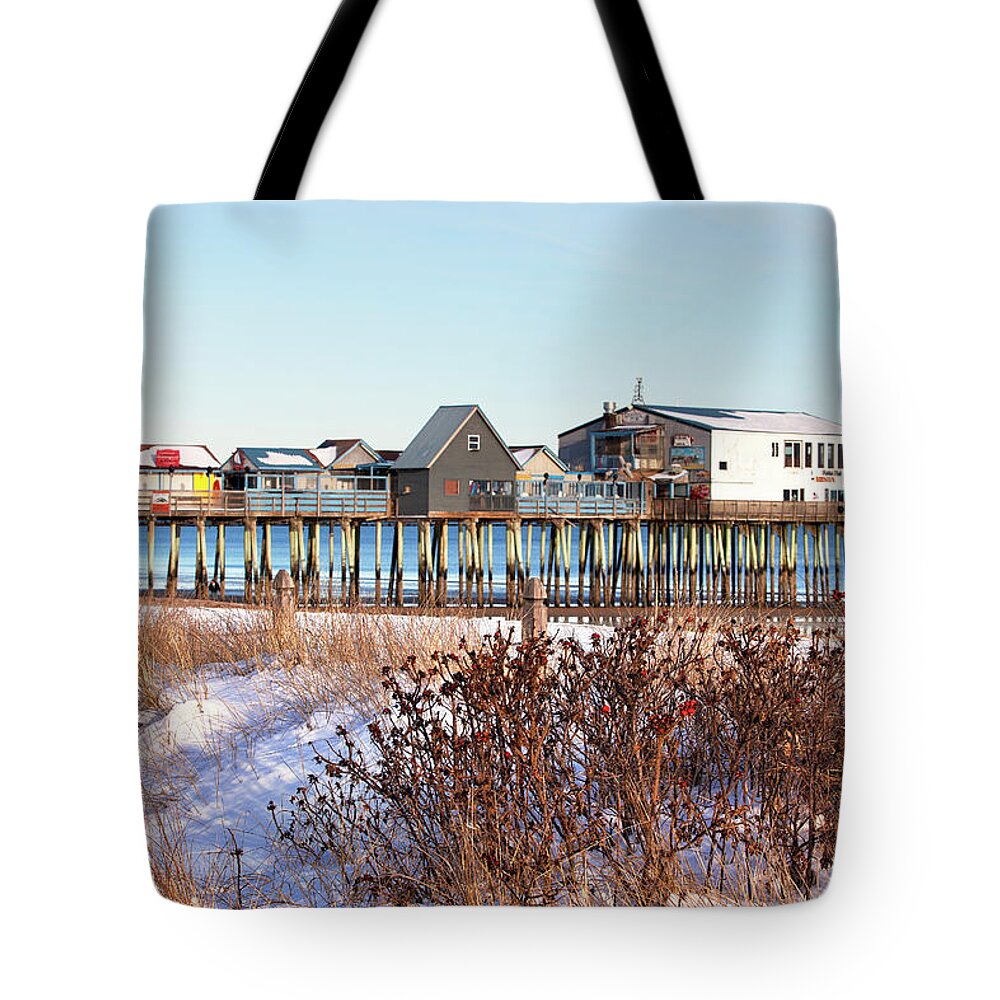 Old Orchard Beach Tote Bag featuring the photograph Winter at Old Orchard Beach by Eric Gendron