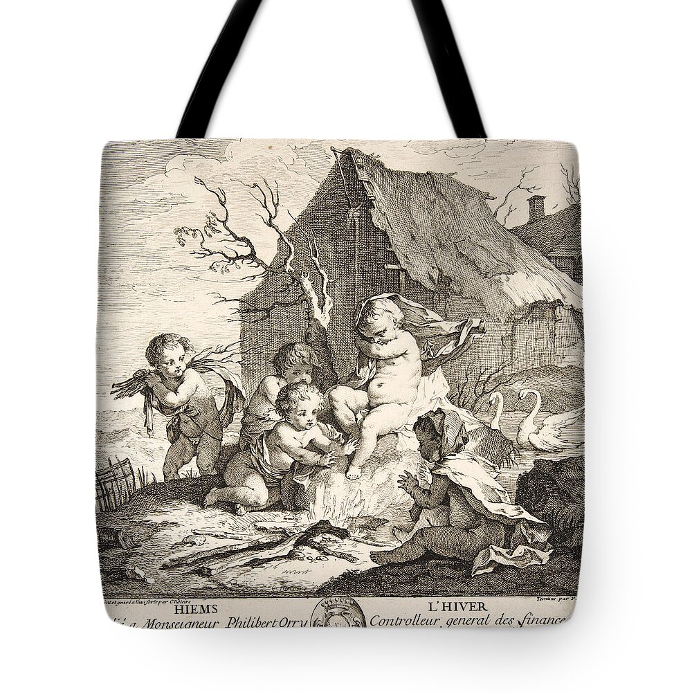 Charles-joseph Natoire Tote Bag featuring the drawing Winter by Charles-Joseph Natoire
