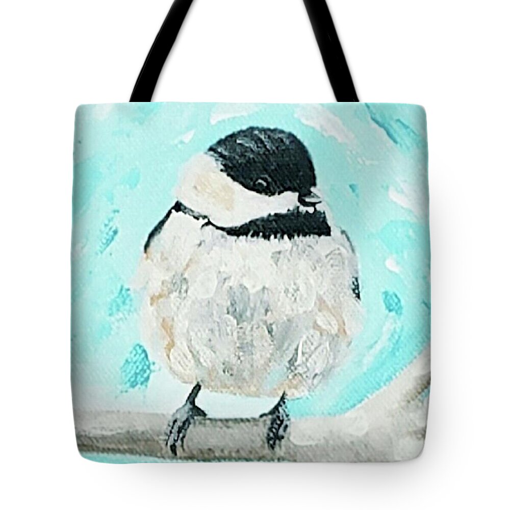Winter Tote Bag featuring the painting Winter Chickadee by Alexis King-Glandon