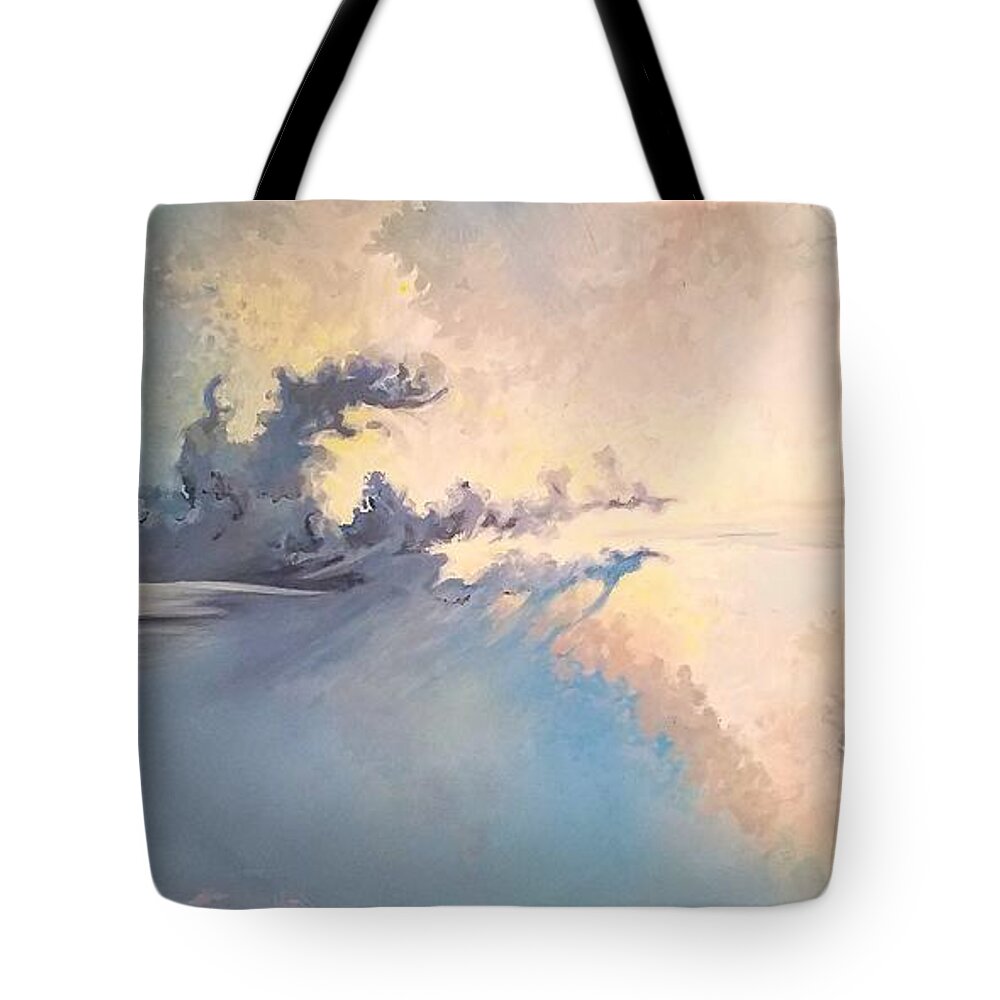Winter Tote Bag featuring the painting Winter Cloud Dragon by Merana Cadorette