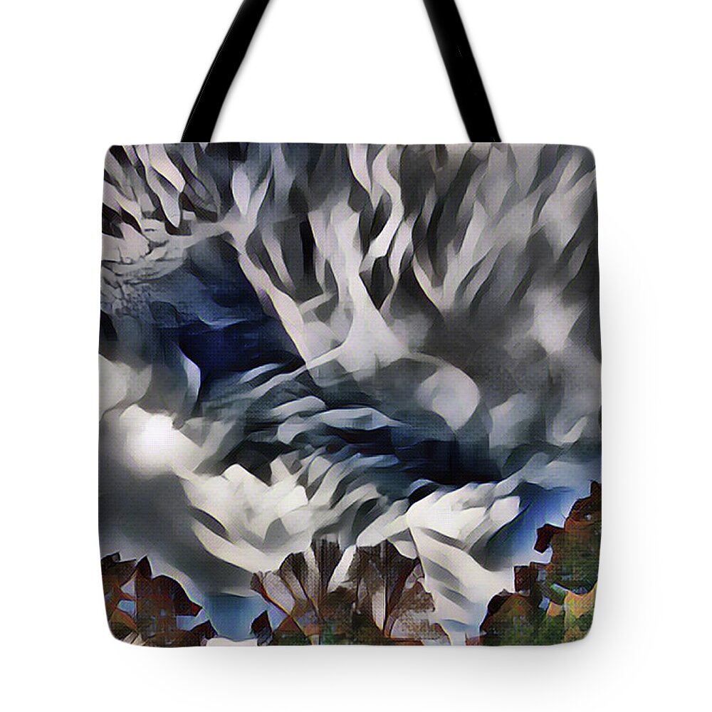 Clouds Tote Bag featuring the mixed media Winter Clouds Gather by Christopher Reed