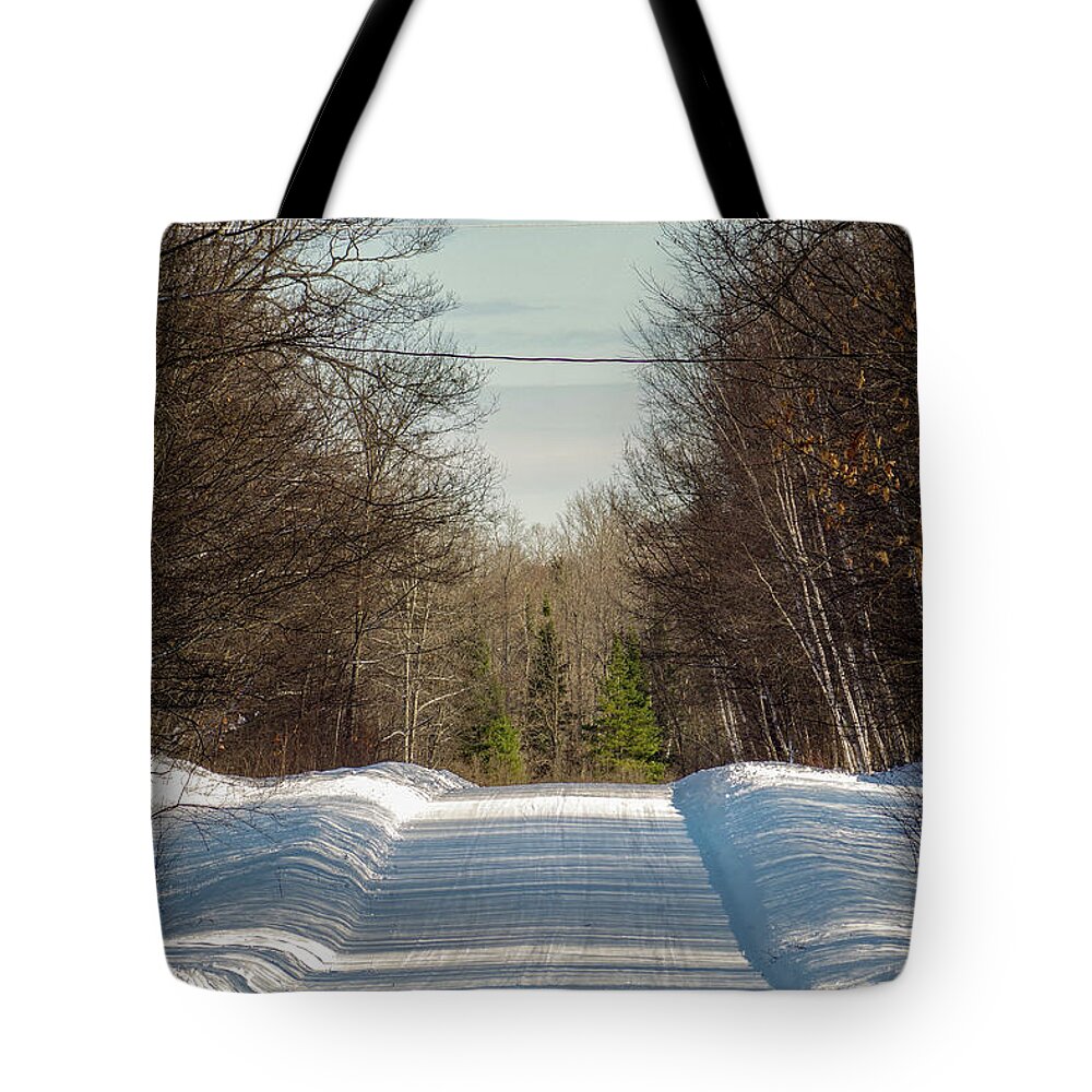 No People Tote Bag featuring the photograph Winter Country Road by Nathan Wasylewski