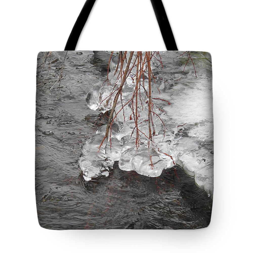Ice Tote Bag featuring the photograph Winter creek by Nicola Finch