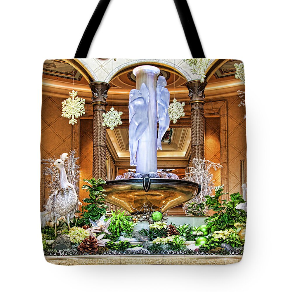 Winter Decorations Tote Bag featuring the photograph Winter decorations at the Palazzo Las Vegas by Tatiana Travelways