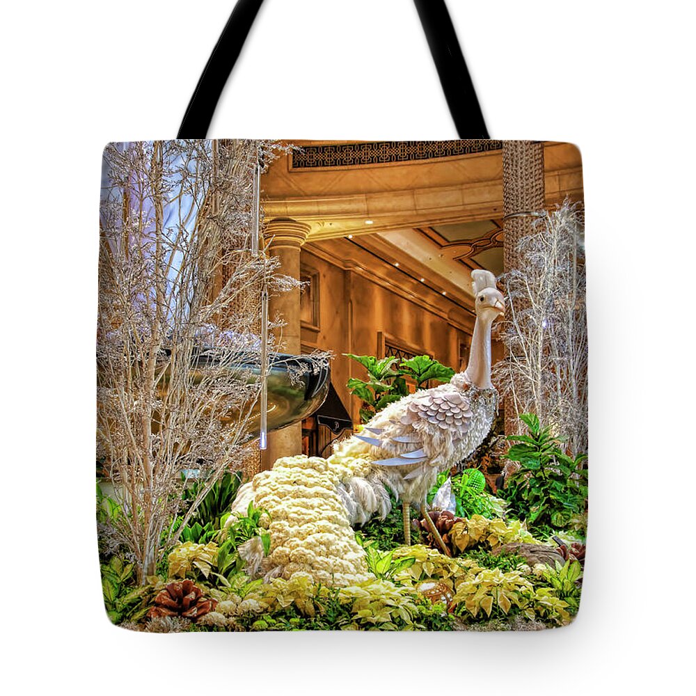 Winter Tote Bag featuring the photograph Winter exotic bird Palazzo, Las Vegas by Tatiana Travelways