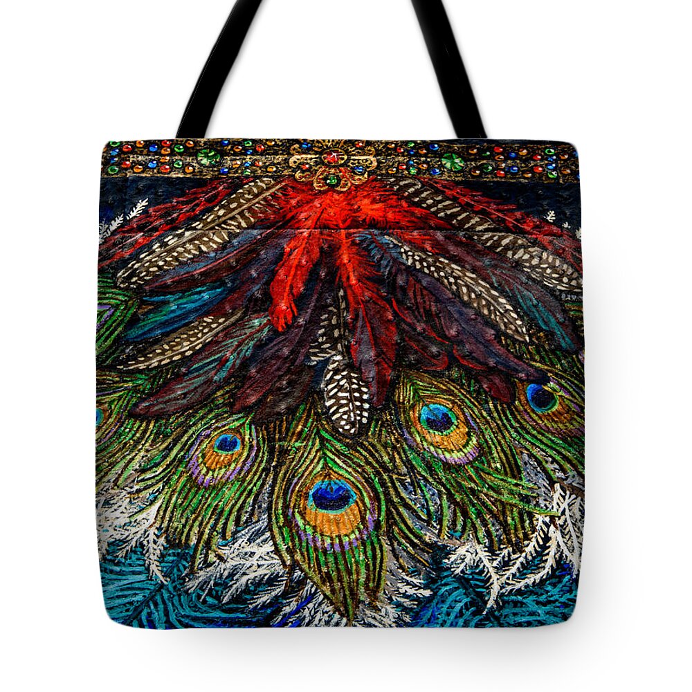  Tote Bag featuring the painting Winter Feathers by Bonnie Siracusa