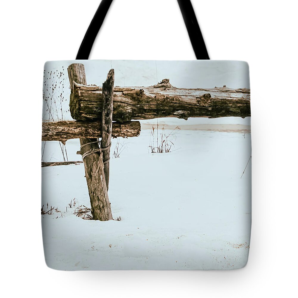  Tote Bag featuring the photograph Winter Fence by Windshield Photography