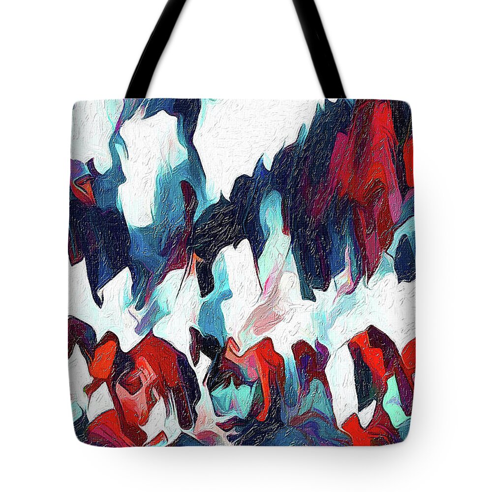 Native Americans Tote Bag featuring the digital art Winter Gathering at the Rez by Terry Fiala