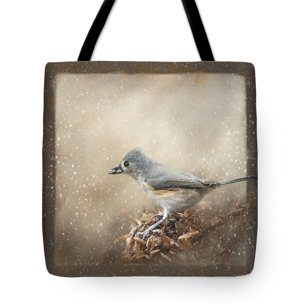 Backyard Birds Tote Bag featuring the photograph Winter Gathering by Jai Johnson