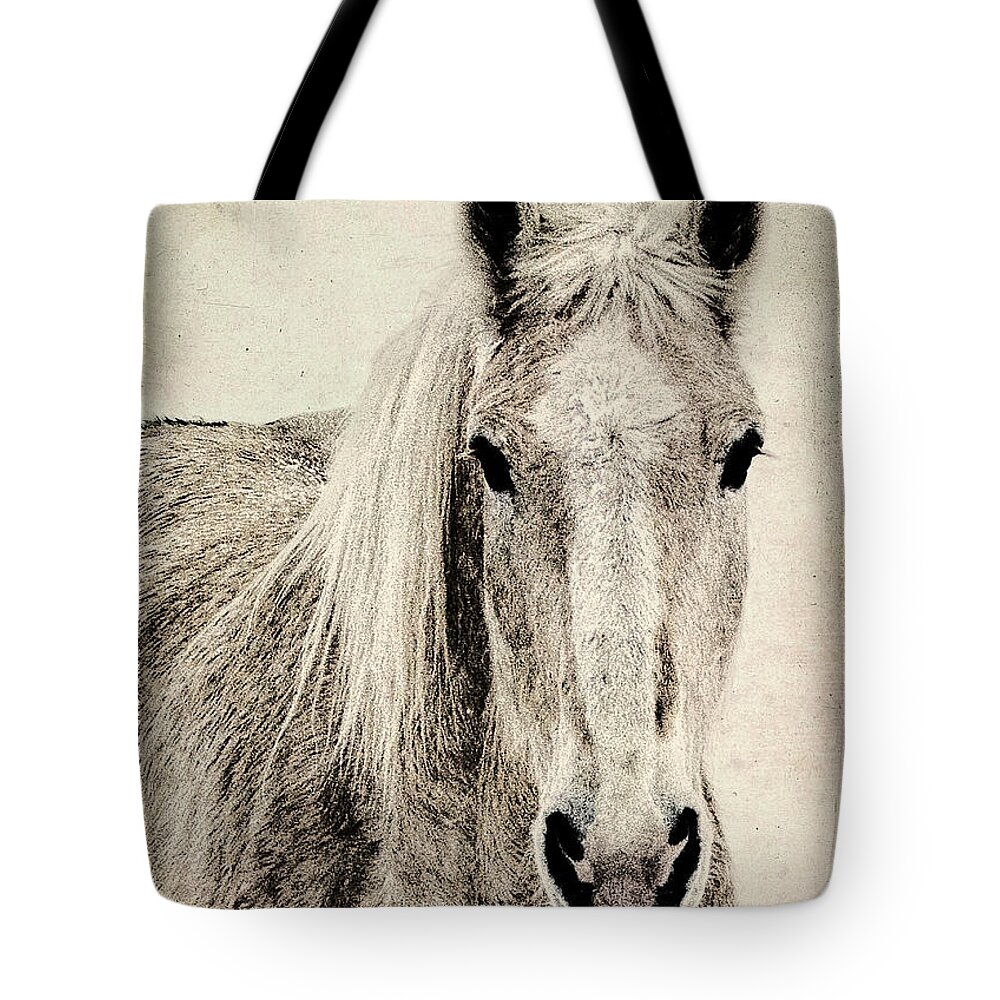 Snow;horse;special Effects;head Shot Tote Bag featuring the photograph Winter Horse by Eggers Photography