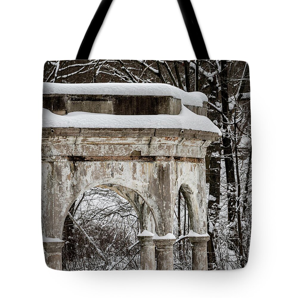 Tibbetts Brook Park Tote Bag featuring the photograph Winter in Tibbetts Brook Park 2 by Kevin Suttlehan