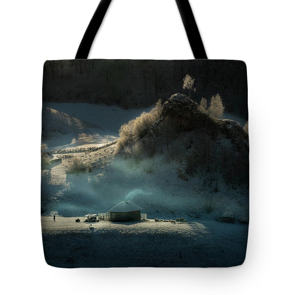 Romania Tote Bag featuring the photograph Winter in Transilvania by Piotr Skrzypiec