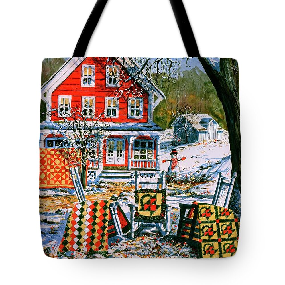 Winter Tote Bag featuring the painting Winter Joy by Diane Phalen