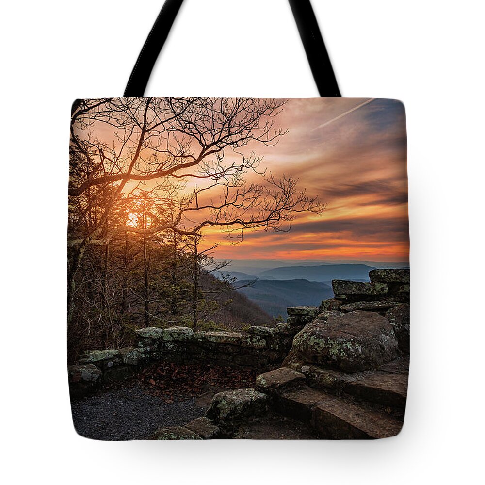 Sunset Tote Bag featuring the photograph Winter Light at Thunder Ridge by Tricia Louque