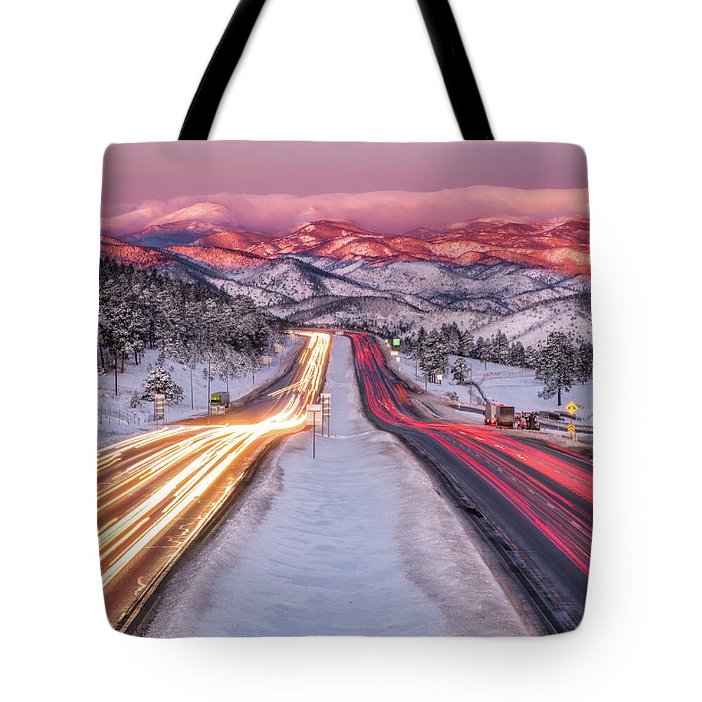 Denver Tote Bag featuring the photograph Winter Morning Commute by Chuck Rasco Photography