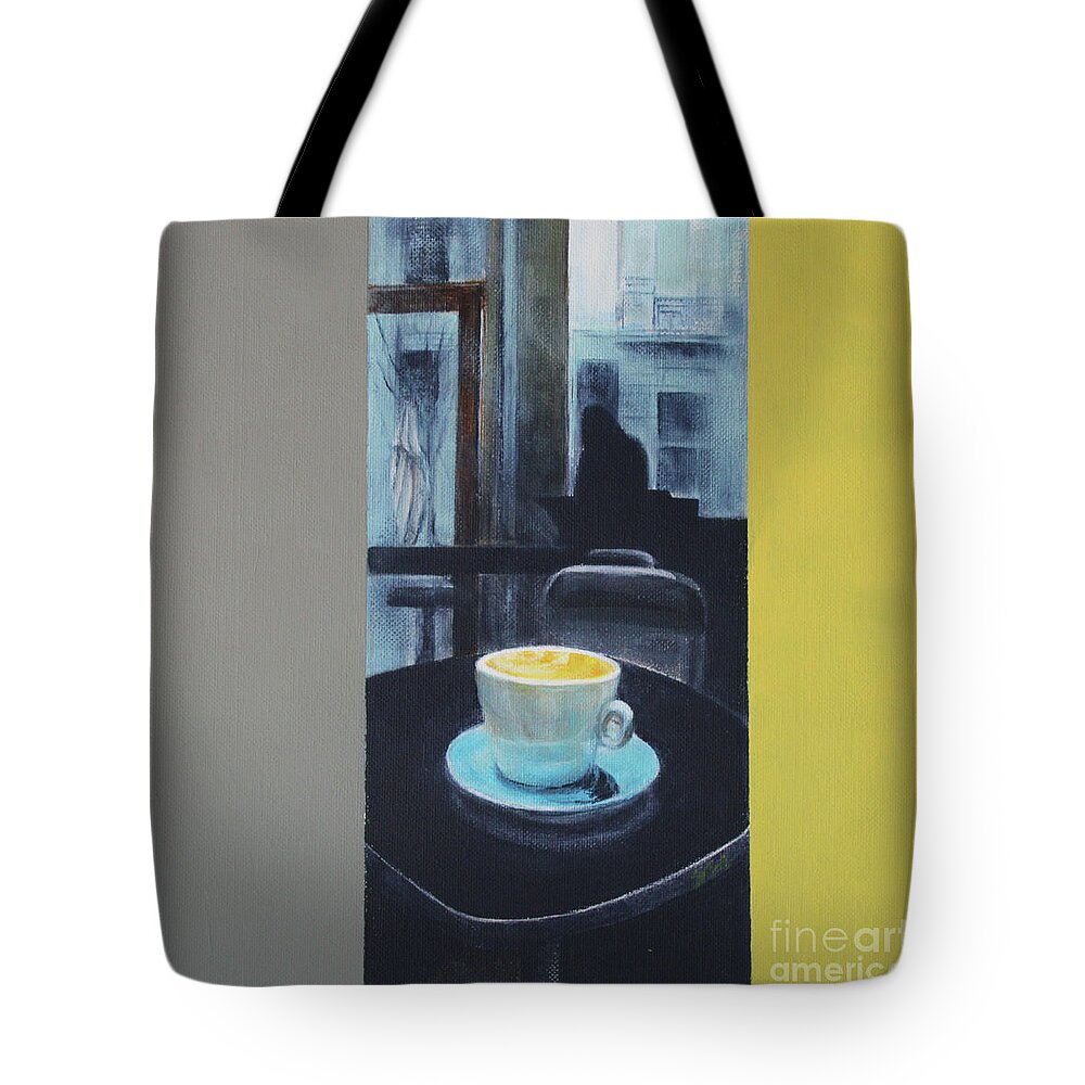 Coffee Art Tote Bag featuring the painting Winter Morning Cuppa by Jane See