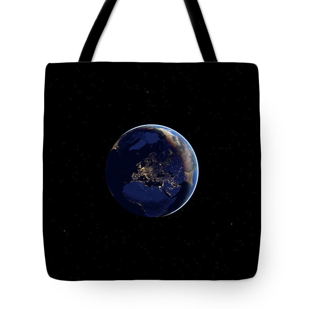 3d Tote Bag featuring the digital art Winter on Earth by Karine GADRE