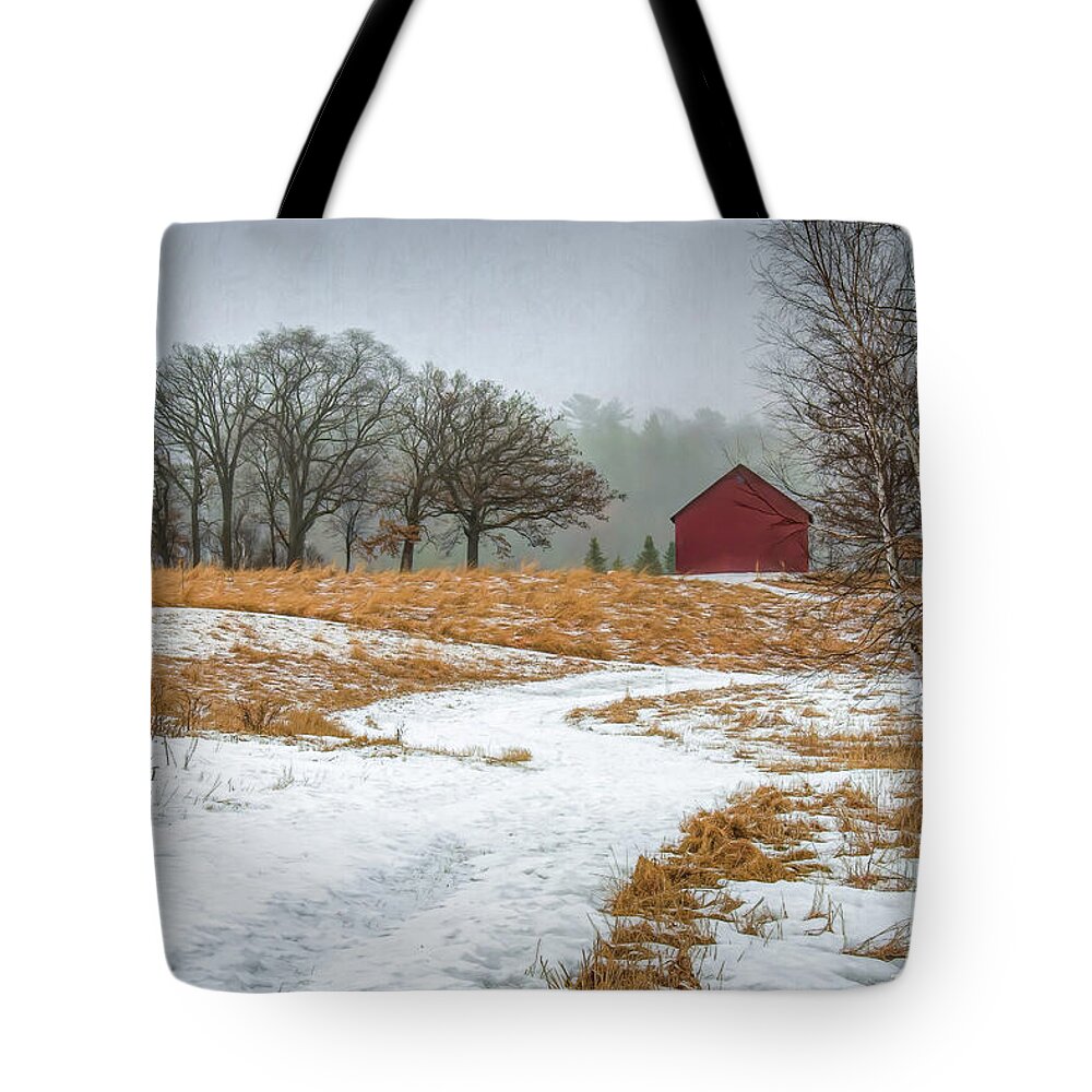 Nature Tote Bag featuring the photograph Winter Path to Jorgens Barn by Trey Foerster