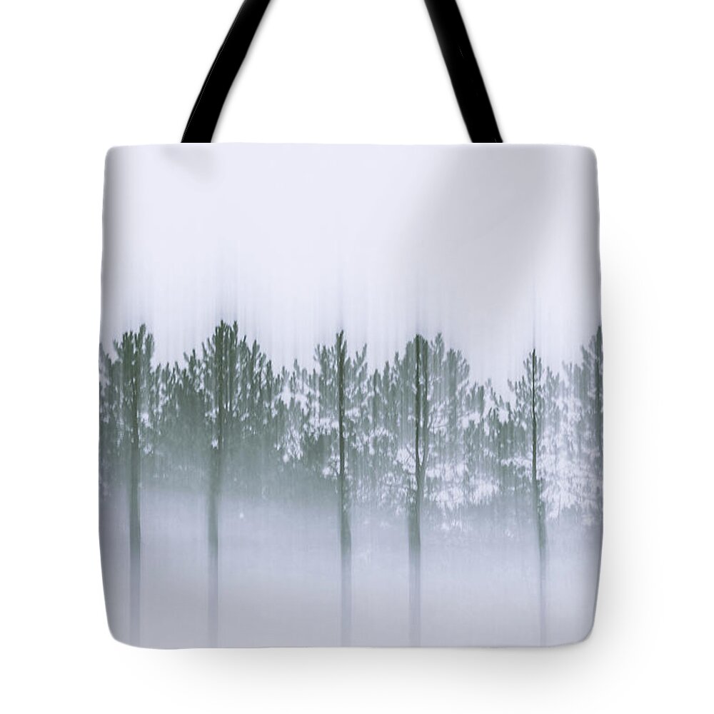 Pine Trees Tote Bag featuring the photograph Winter Pine by Katie Dobies