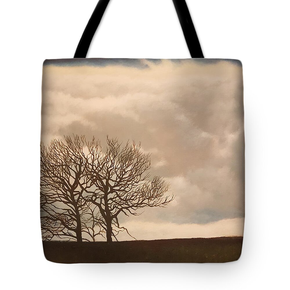  Tote Bag featuring the painting Winter Sky. by Caroline Philp