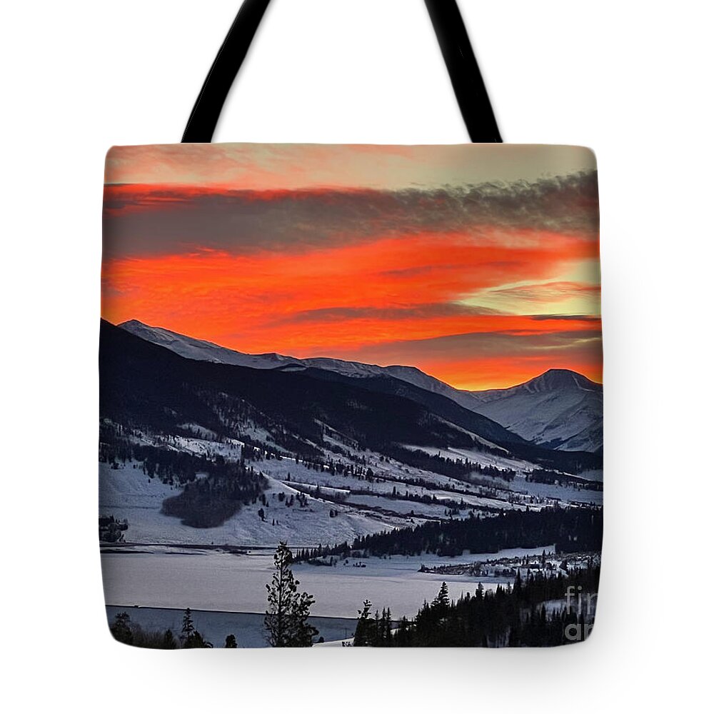 Winter Tote Bag featuring the photograph Winter Sunrise by Paula Guttilla