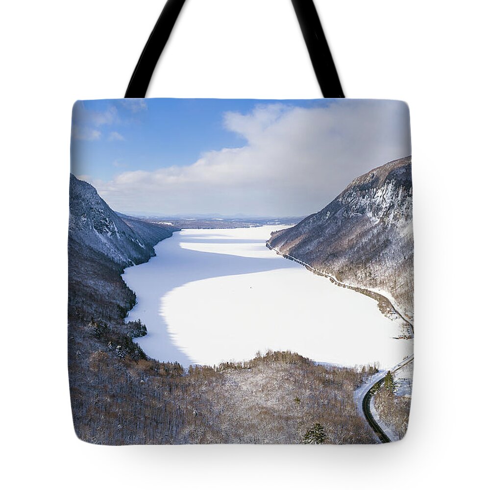 Winter Tote Bag featuring the photograph Winter View of Lake Willoughby - Westmore, Vermont March 2020 by John Rowe