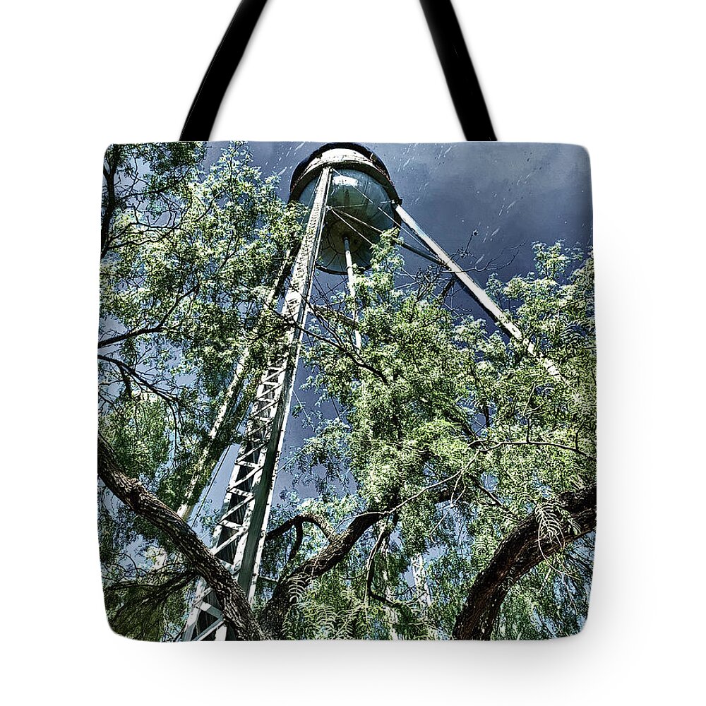 Water Tote Bag featuring the photograph Winter Water Tower by GW Mireles