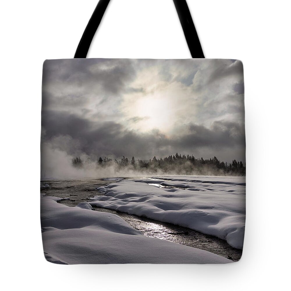 Yellowstone National Park Tote Bag featuring the photograph Winter Wonderland in Yellowstone by Cheryl Strahl