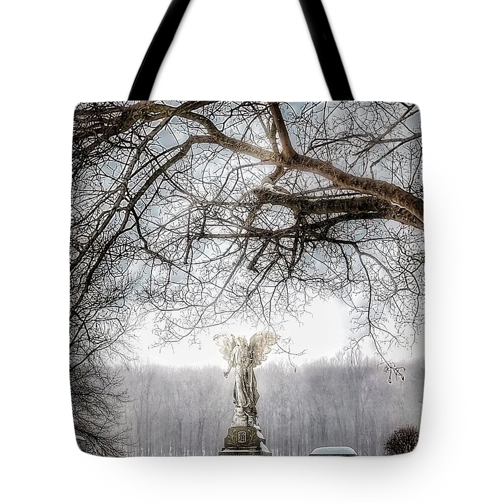 Angel Tote Bag featuring the photograph Winter's Angel by Dark Whimsy