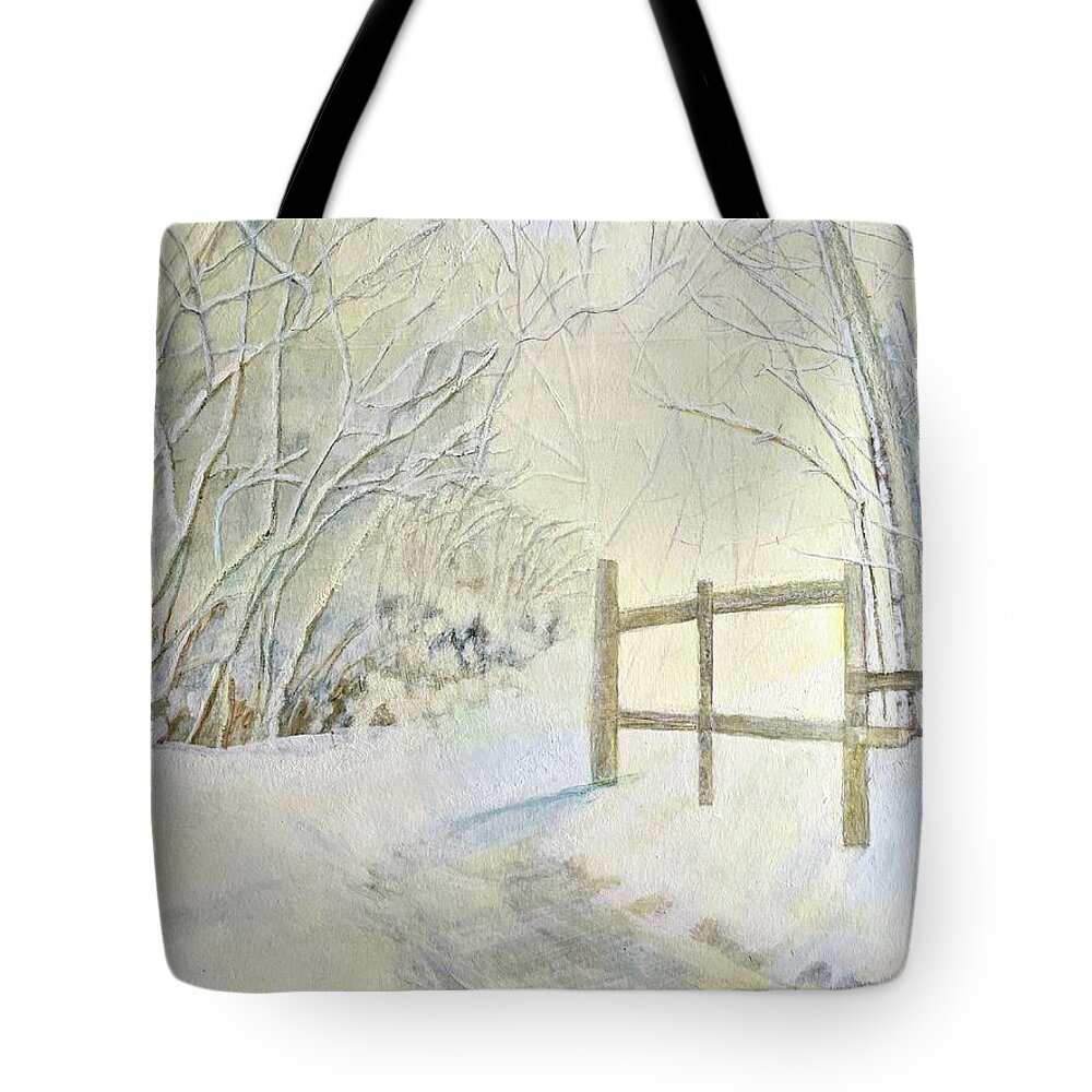 Bbetjshire Tote Bag featuring the painting Winters End by Joanne ONeill