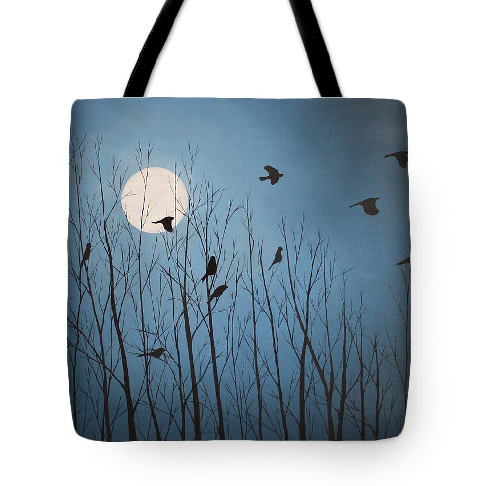 Birds Tote Bag featuring the painting Winter's Flock by Berlynn