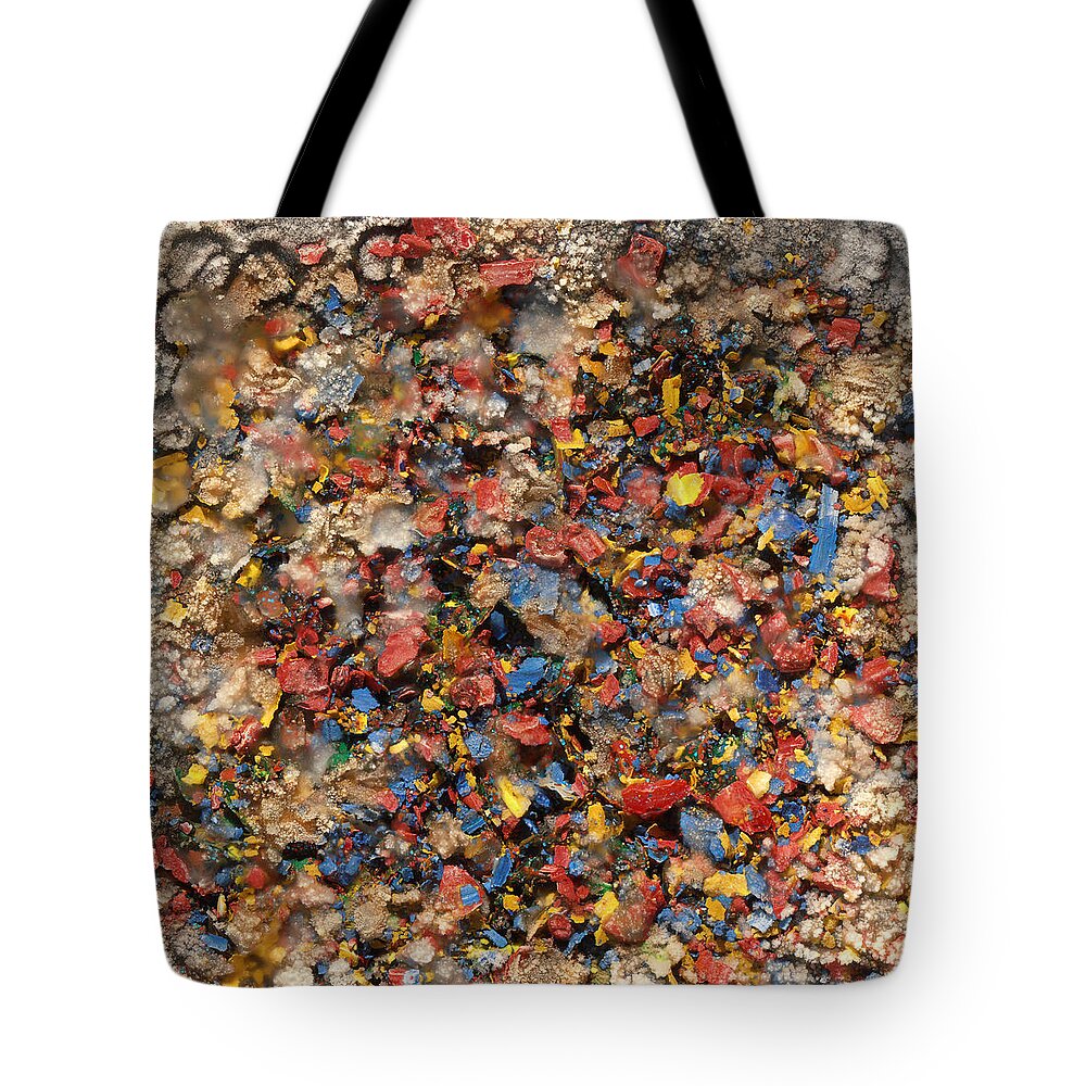 Ice Abstract Tote Bag featuring the mixed media Winter's Touch - Icy Abstract 25 by Sami Tiainen