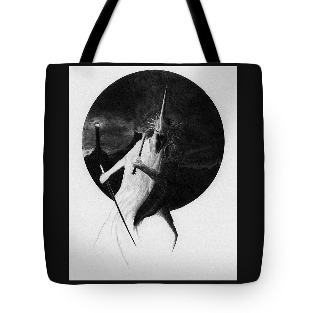 Fantasy Tote Bag featuring the drawing Witch King of Angmar - Artwork by Ryan Nieves