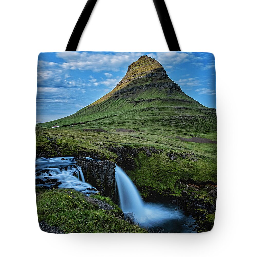 Iceland Tote Bag featuring the photograph Witch's Hat Falls by Tom Singleton