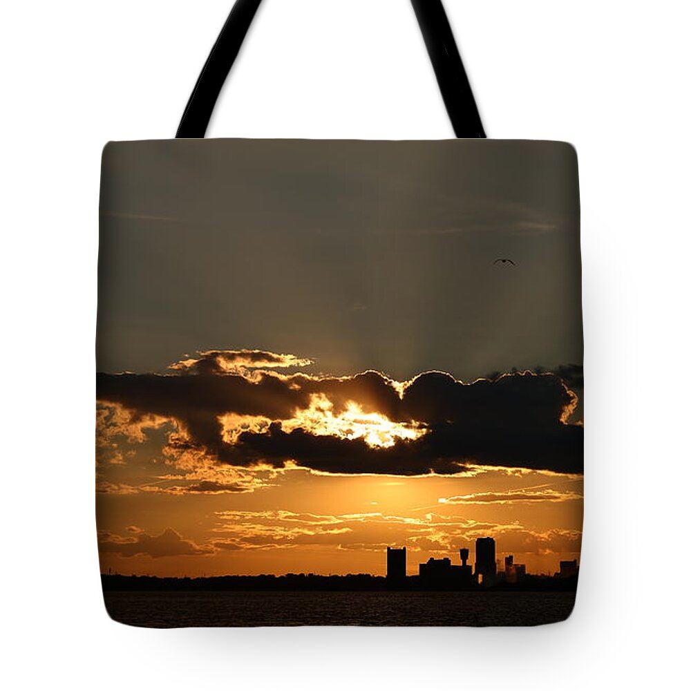 Niagara Falls Ny Tote Bag featuring the photograph WNY Pandemic Sunset Number 576 by Tony Lee