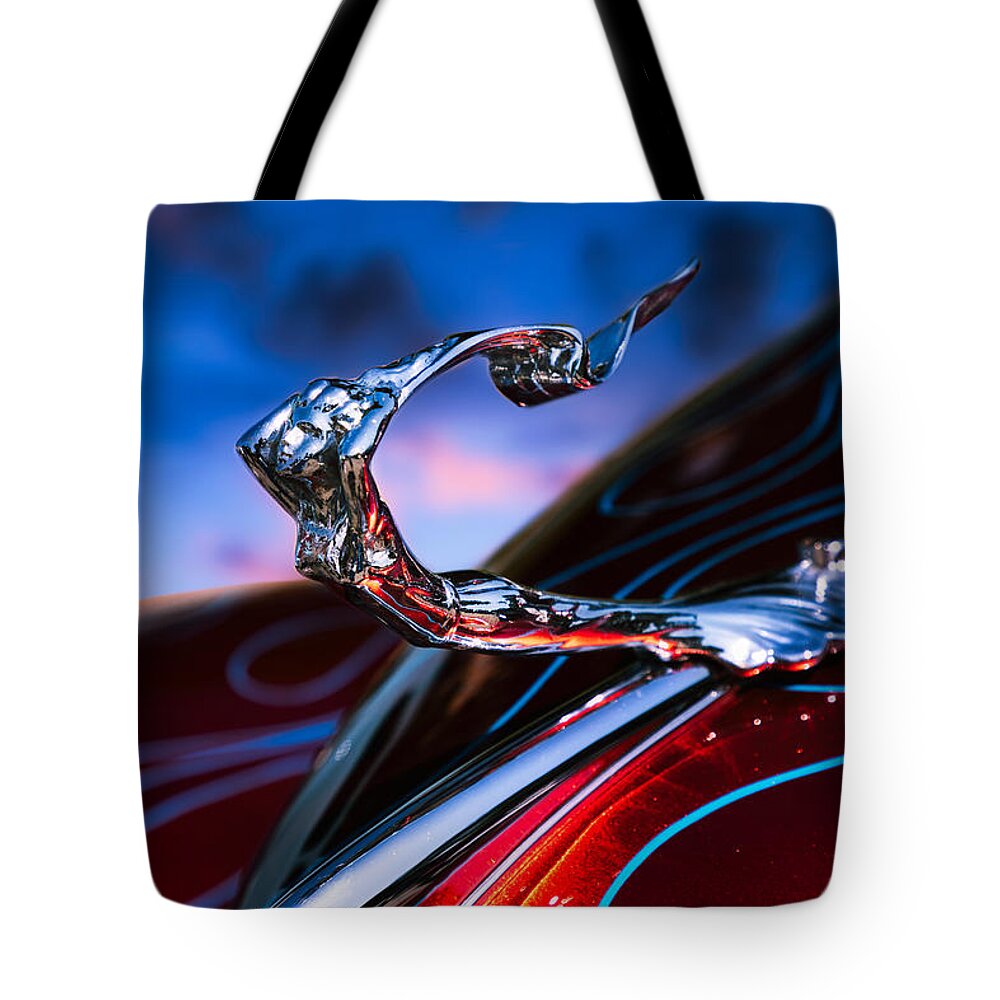 Hood Ornament Tote Bag featuring the photograph Woman on Fire by Carrie Hannigan
