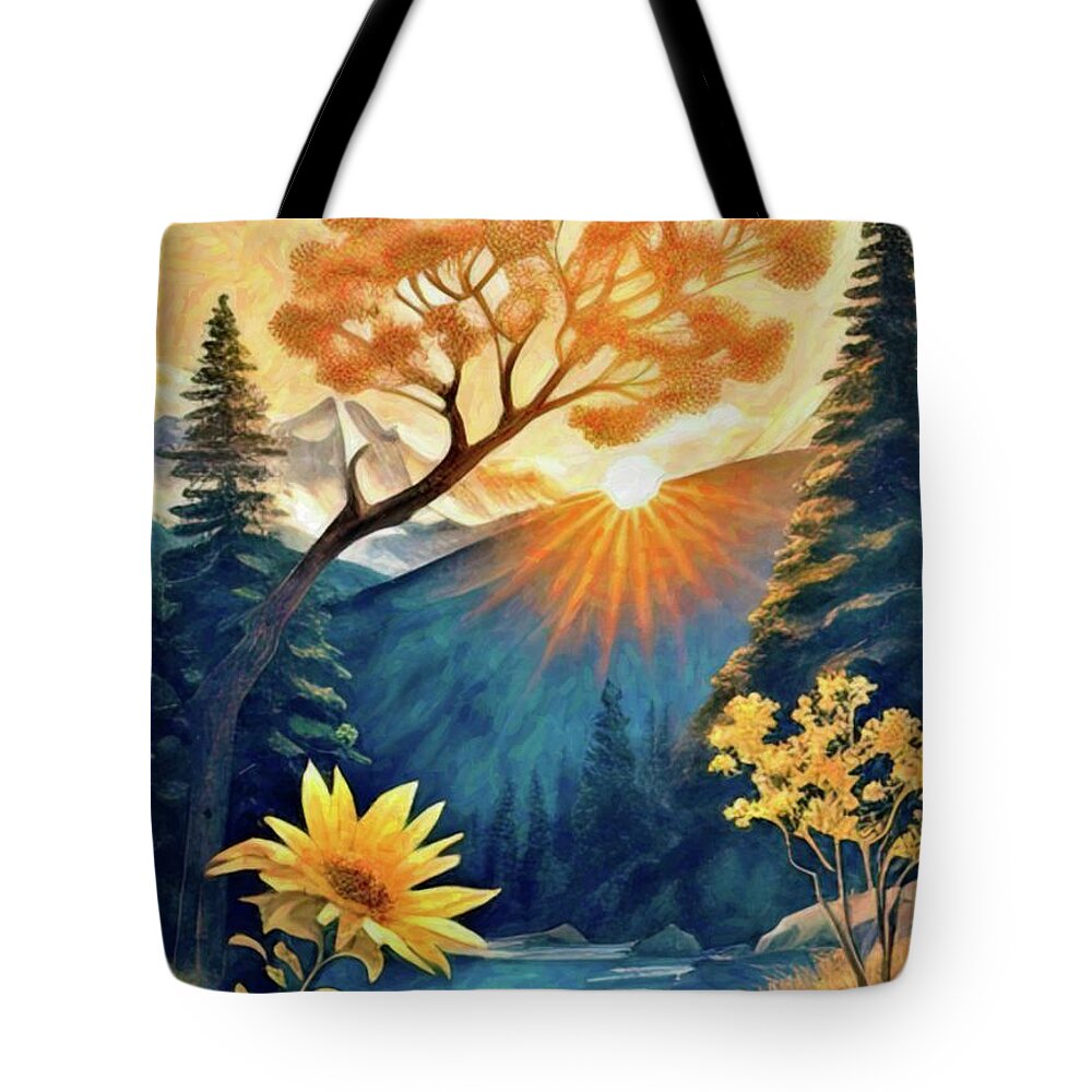 Art Tote Bag featuring the painting Wonderland Fantasy landscape 22 by Digitly